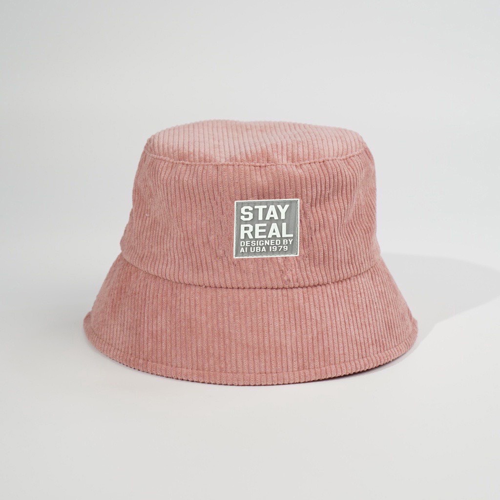 Mũ bucket vành cụp thêu chữ STAY REAL chất nhung tăm cao cấp form unisex nam nữ hazi