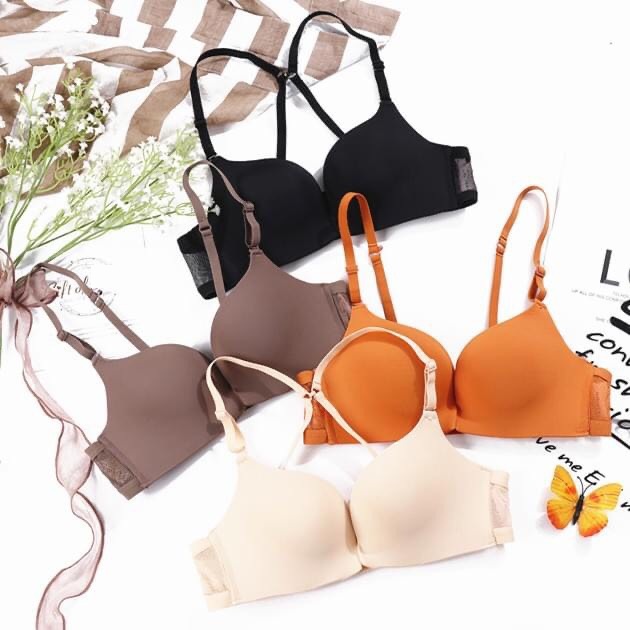 Áo lót nữ cài trước, Áo ngực su đúc không gọng nâng ngực tạo khe mặc được nhiều kiểu dây lưới - AL CT