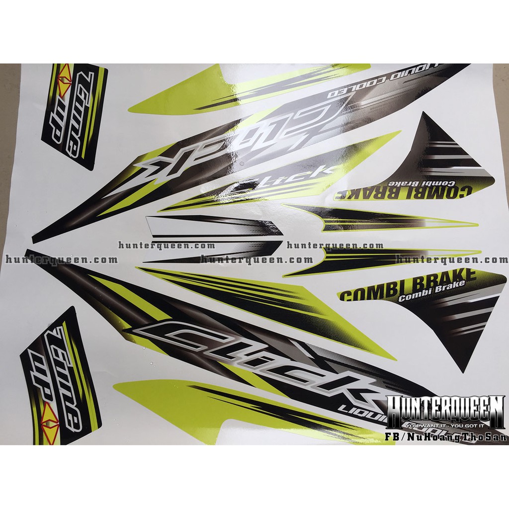 Tem rời xe Click 110 đen - vàng chanh