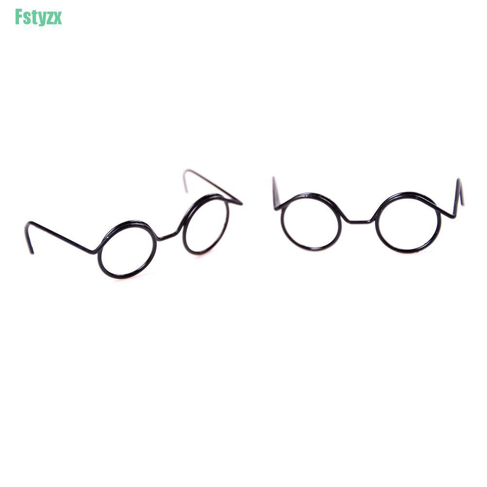 fstyzx 2PCS  Round Frame Lensless Retro cool doll glasses for 1/6 30cm BJD Doll