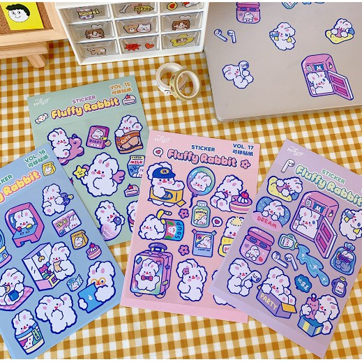 Sticker DIY Dán Trang Trí Thủ Công Cho Điện Thoại/Nhật Ký Hình Thỏ Đáng Yêu - Văn Phòng Phẩm Sáng Tạo