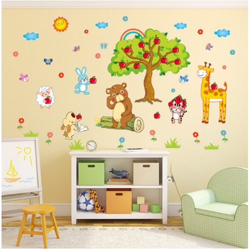 Combo Decal giấy dán tường nhiều mẫu hoạt hình thước đo cho bé ( nhiều mẫu )