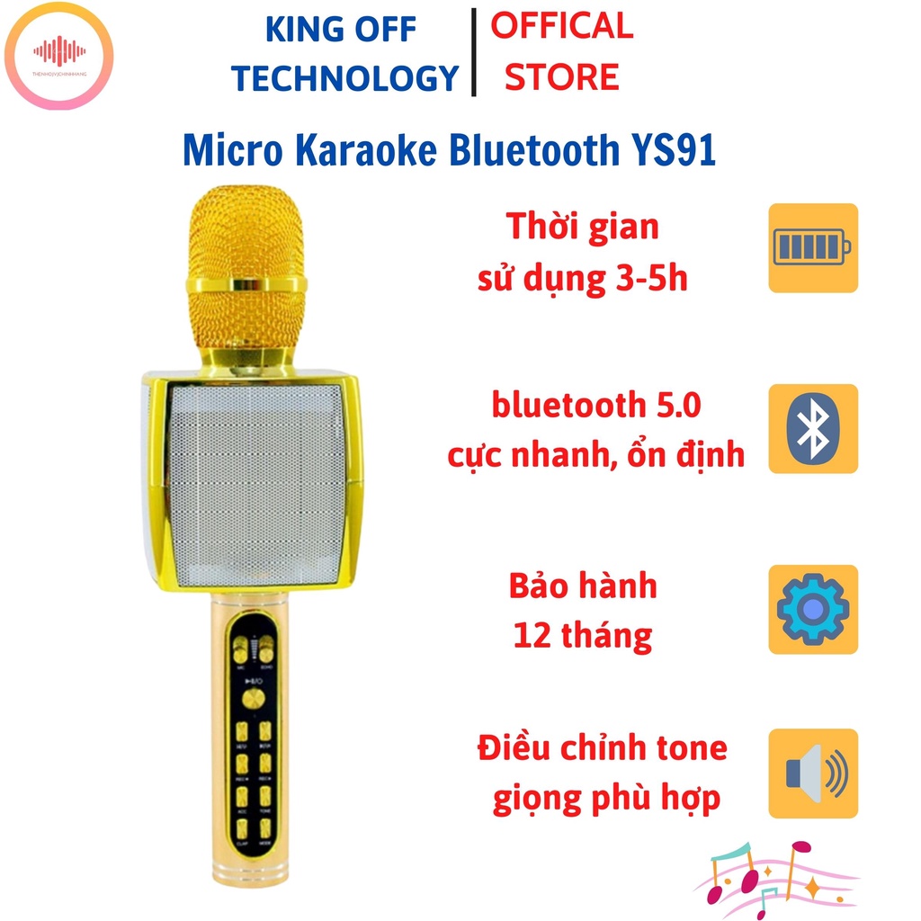 ⚡FREE SHIP⚡ Micro karaoke bluetooth YS 91 - micro không dây - siêu phẩm mic bluetooth karaoke hỗ trợ ghi âm - BH 6 tháng