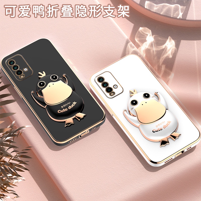 Ốp Điện Thoại Mạ Viền Vuông Họa Tiết Hoạt Hình Dễ Thương Kèm Giá Đỡ Đứng Cho iPhone 13 Mini 13 Pro Max