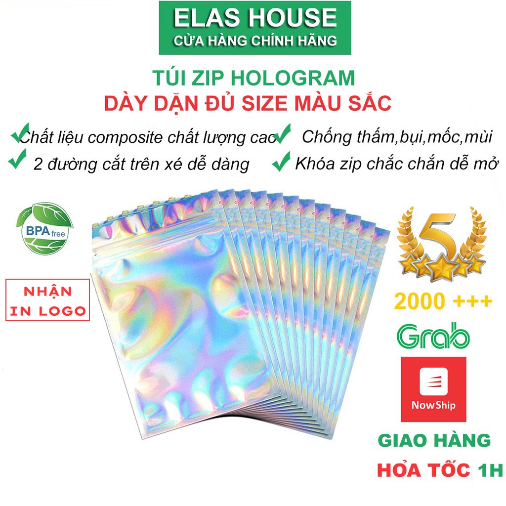 Túi Zip Hologram Màu Sắc Elas House Túi Zipper Nhỏ Mini Đủ Size Đa Năng