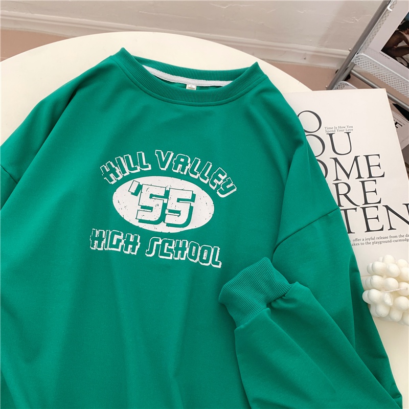 SUXI Áo Sweater Thể Thao Tay Dài Cổ Tròn In Họa Tiết Vintage Thời Trang Mùa Thu Cho Nữ