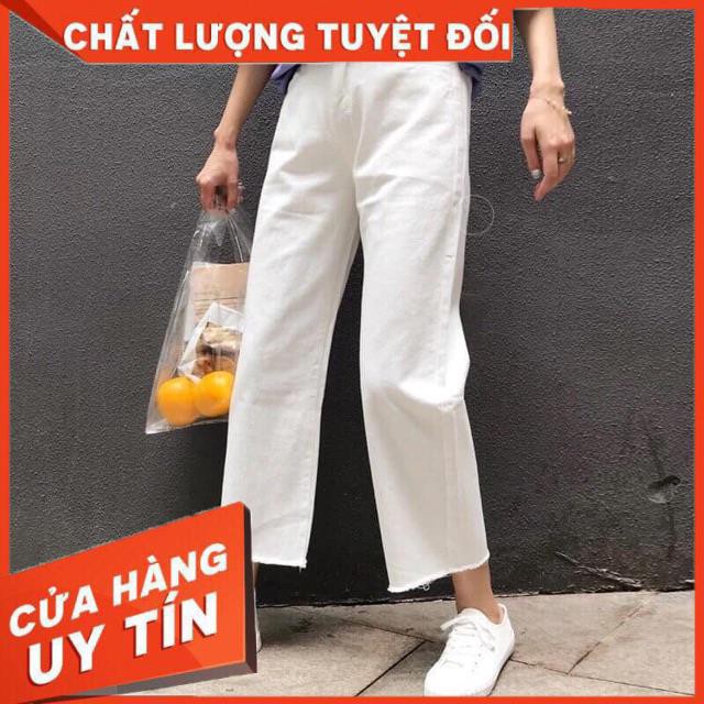 Quần Baggy jeans ống rộng trắng- cullotes trắng