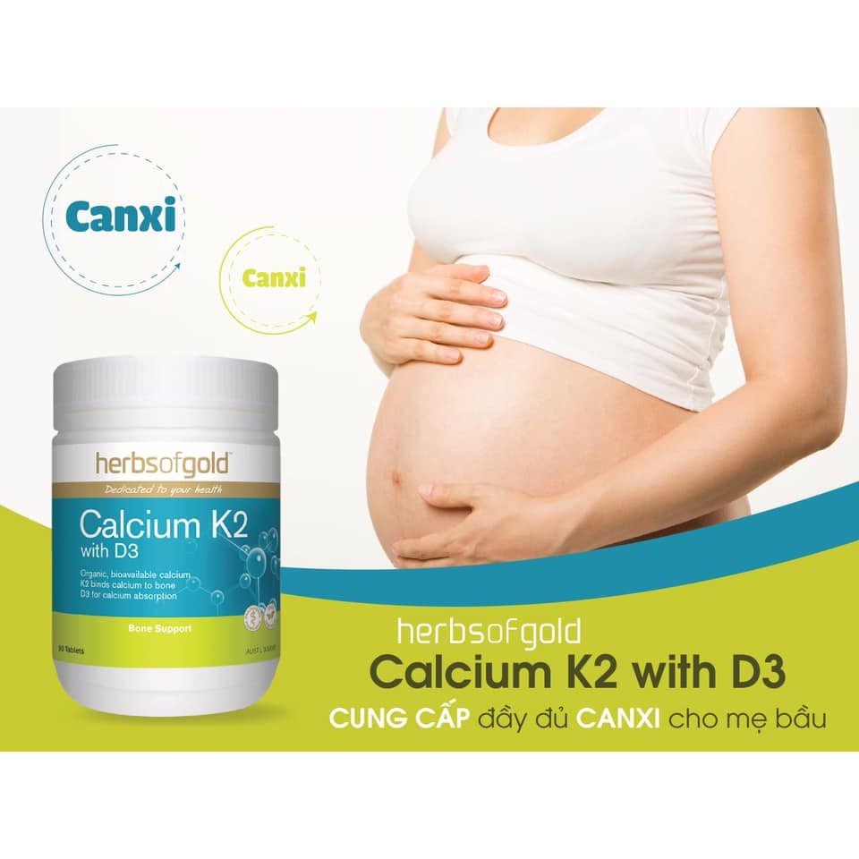 [CHÍNH HÃNG NHÂP KHẨU] Herbs Of Gold Calcium K2 With D3 - Viên Uống Bổ Sung Canxi | Thế Giới Skin Care