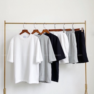 Set bộ áo thun tay ngắn, cổ tròn và quần short lửng chất thun co giãn phong cách thời trang basic ST01 – Mazify