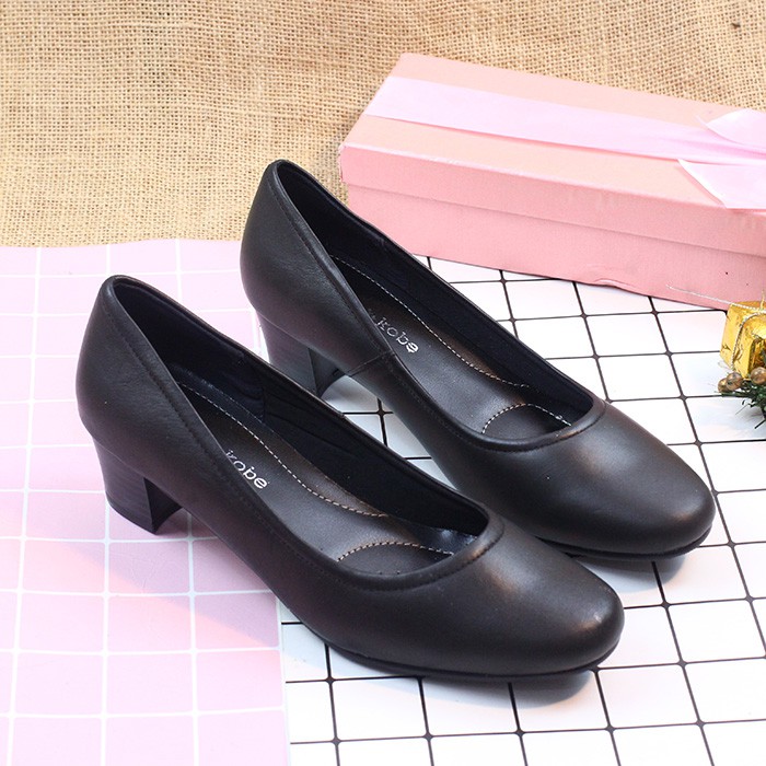 Giày Tiếp Viên Cao Gót 5cm Da Thật Xuất 3883