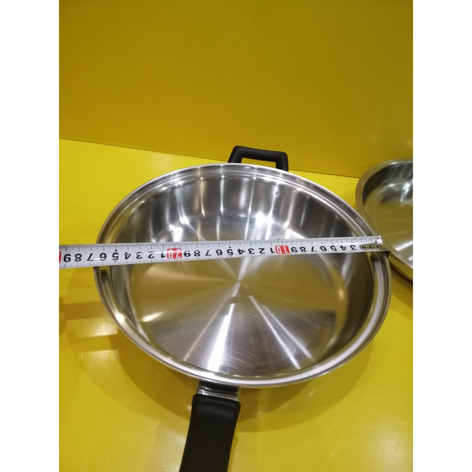 Chảo inox nội địa Nhật dày nặng, size 27cm, cao 6cm (mã 957), Dùng được bếp từ