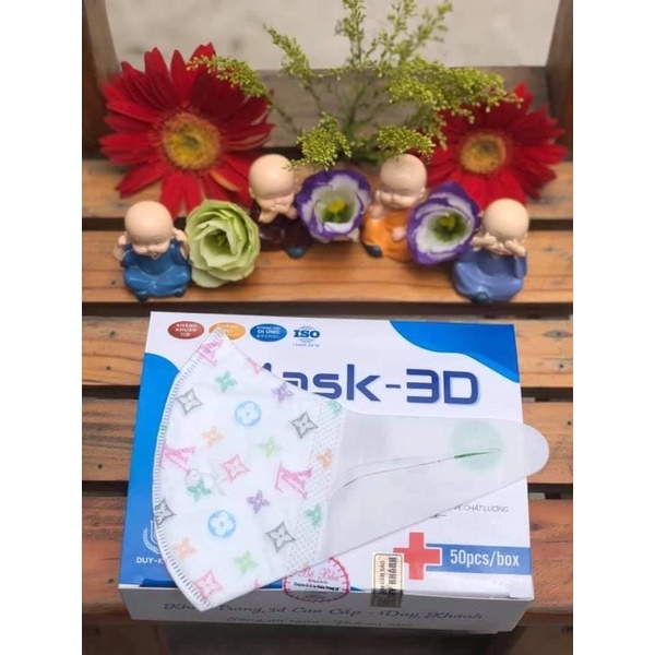 Khẩu trang 3D Mask Lv 7 màu hộp 50 cái có lớp kháng khuẩn ,tem chống giả đạt chuẩn