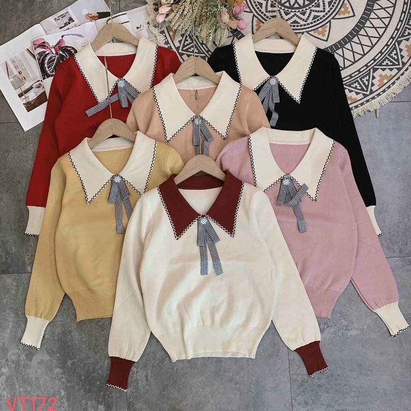 ❤️FREESHIP❤️Áo len pha cổ nơ hàng qc l1 ảnh chuẩn Uy Tín ah | BigBuy360 - bigbuy360.vn