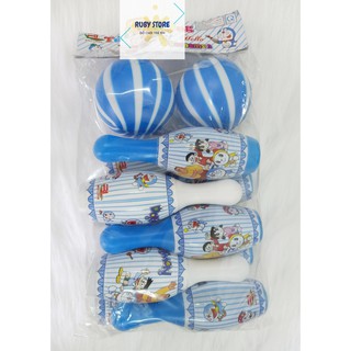 ĐỒ CHƠI BOWLING DORAEMON CHO BÉ (10 CHAI & 2 BÓNG NHỰA)