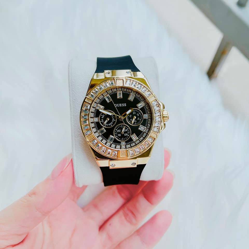 Đồng Hồ Nữ Guess Gold Tone Case Black Silicone GW0118L1