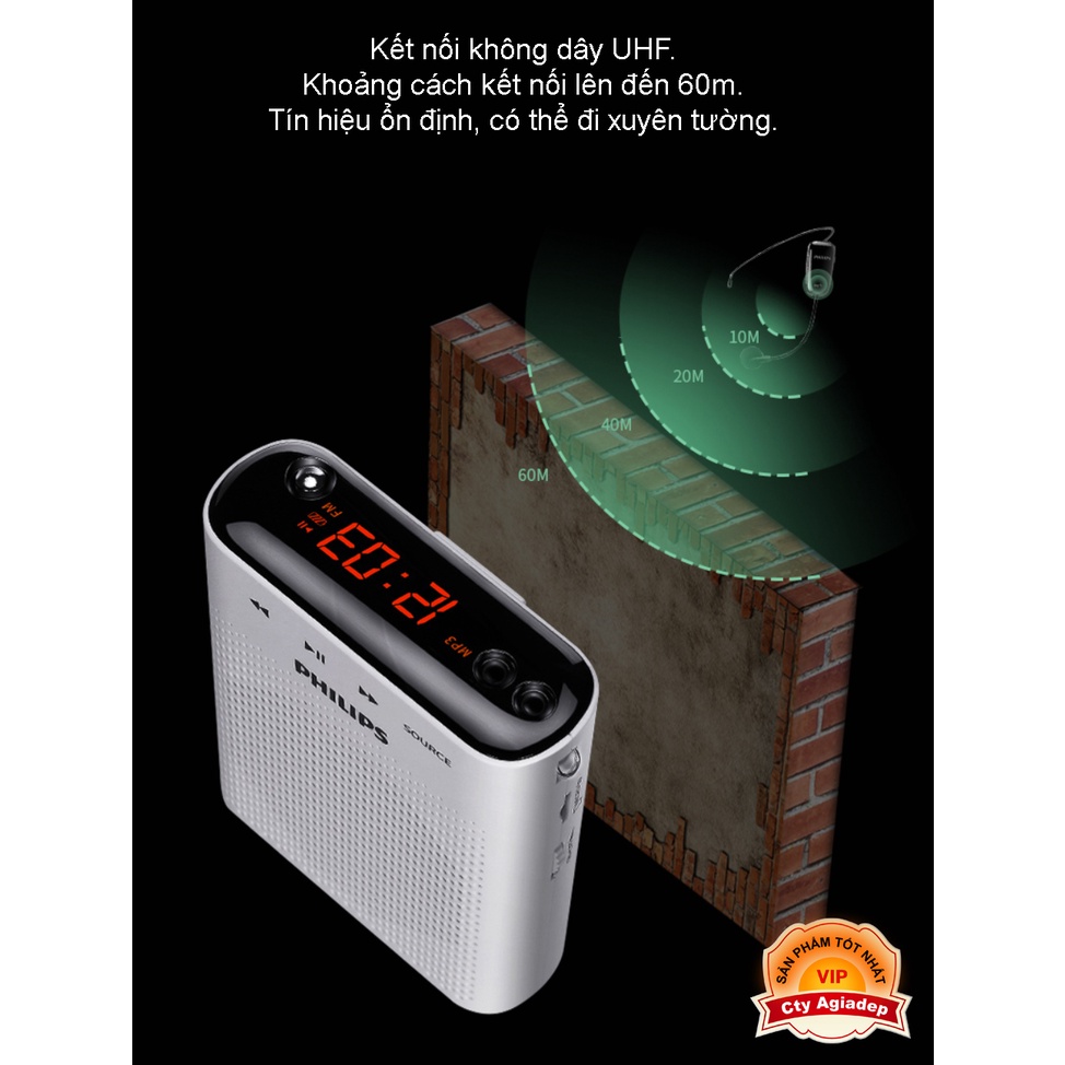 Mic trợ giảng Hàng hiệu Philips UHF kiêm Loa Bluetooth cho Giáo viên MC