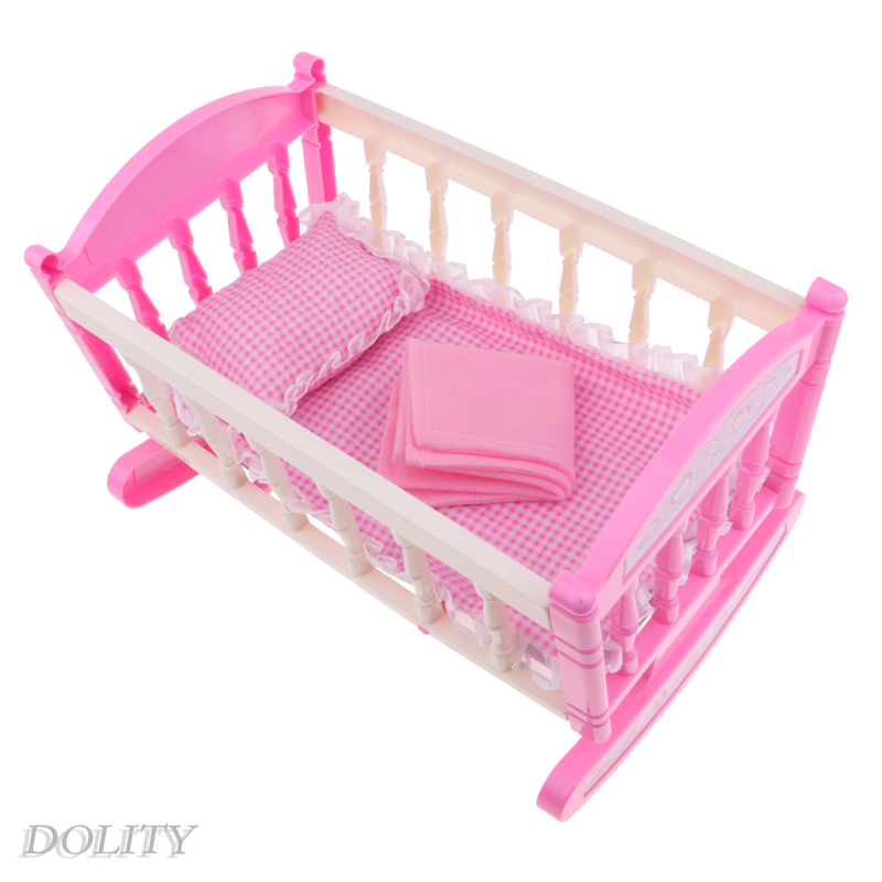 [DOLITY]Princess Cradle Bed Furniture for 9-11\" Reborn Girl Baby Doll Kids Play Toy