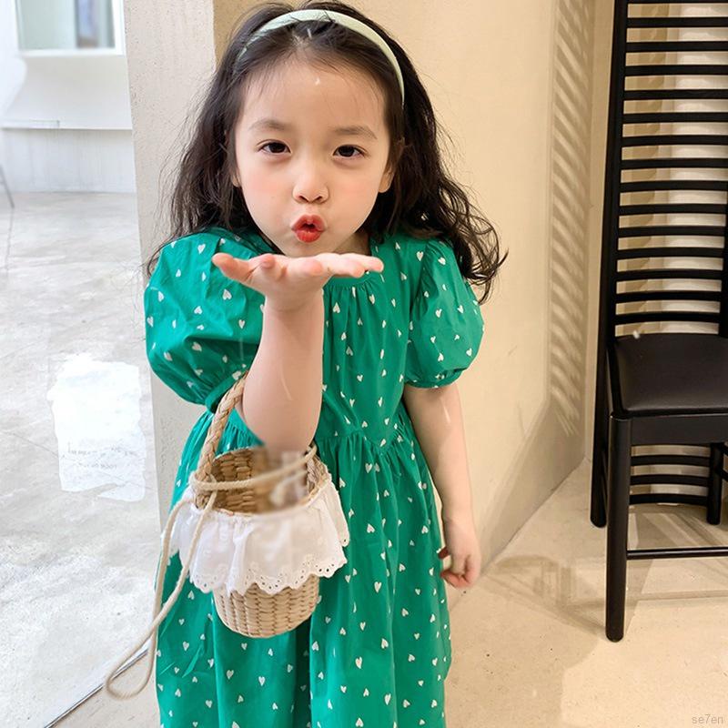 Đầm công chúa tay ngắn cổ tròn se7en phong cách hàn quốc cho bé gái