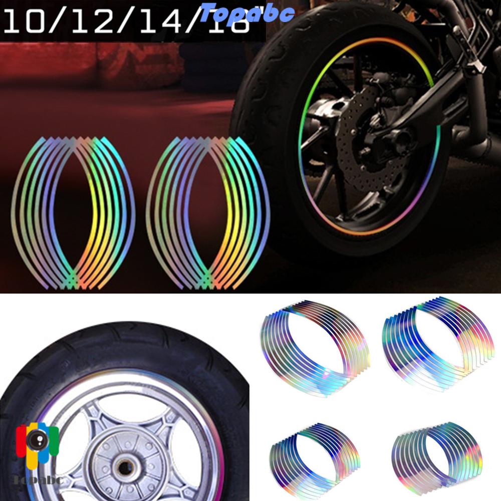 📞Top💻 Miếng dán phản quang bằng PVC 16 sọc 10/12/14/18" trang trí vành bánh xe hơi