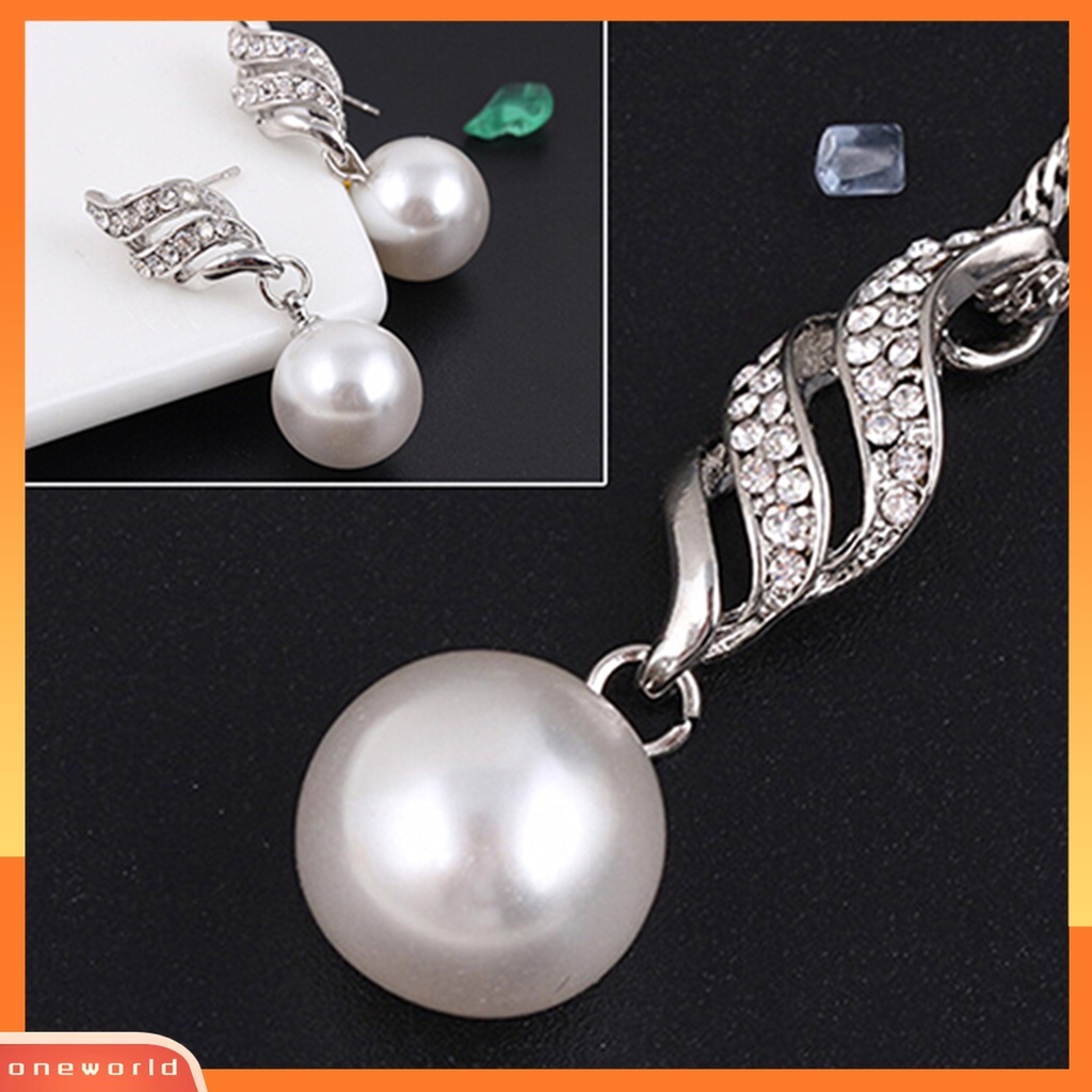 [ONWO] Set Bông Tai Ngọc Trai Giả Bằng Hợp Kim Bền Màu Sắc Thanh Lịch Chất Lượng Cao