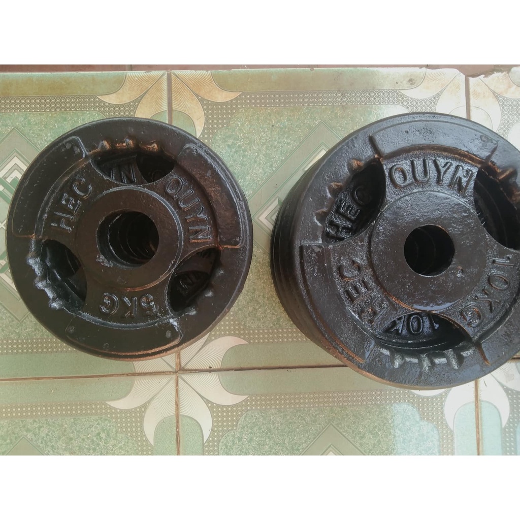 2 Viên Tạ Bánh 10kg Lỗ To Phi 50 Gang Đúc