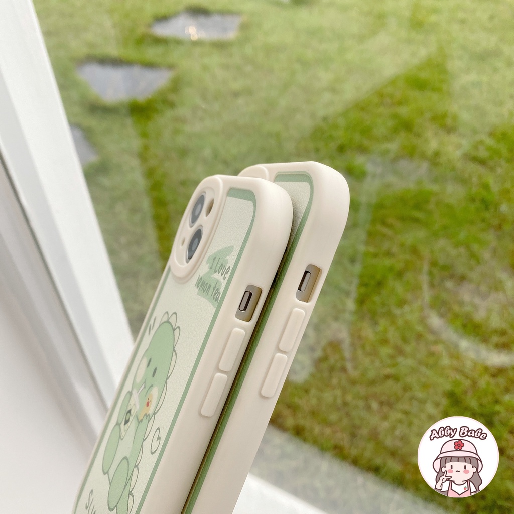 Ốp Điện Thoại Da TPU Mềm Mỏng Họa Tiết Khủng Long Uống Trà Sữa Cho Iphone 11 7Plus 13 12 11 Pro Max X XS 12 13 XR