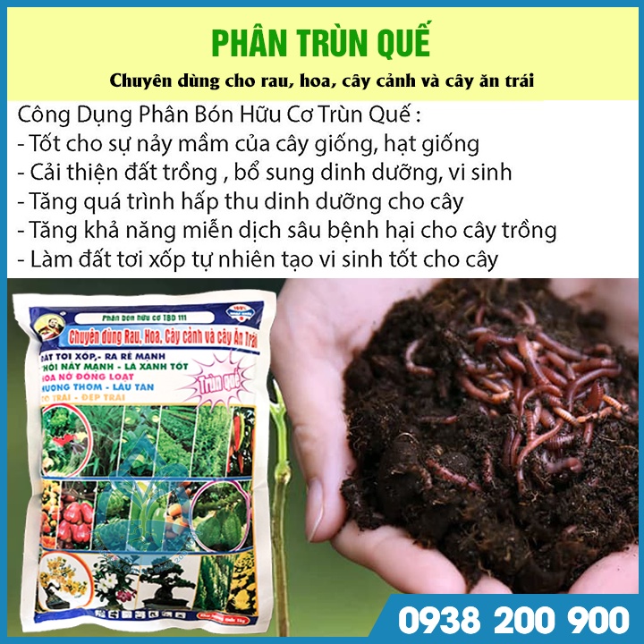 Phân trùn quế dạng viên nguyên chất -  Bổ sung dinh dưỡng, cải tạo đất - gói 1kg