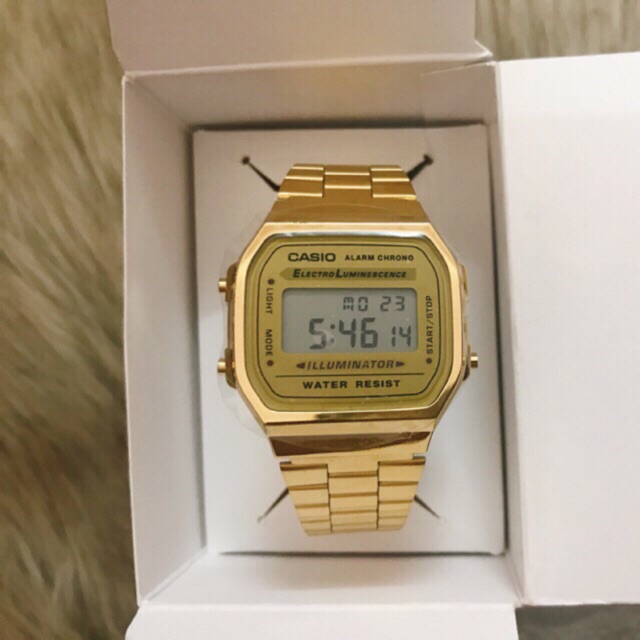 Đồng Hồ Casio A168WG cho nam và nữ dây kim loại chính hãng 100%