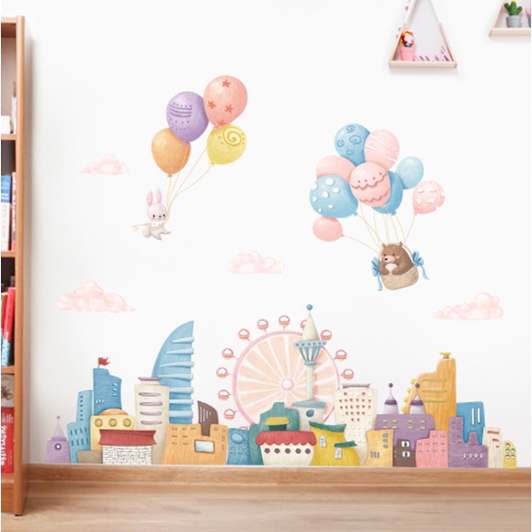 Decal trang trí tường - Thành phố nhiều màu sắc