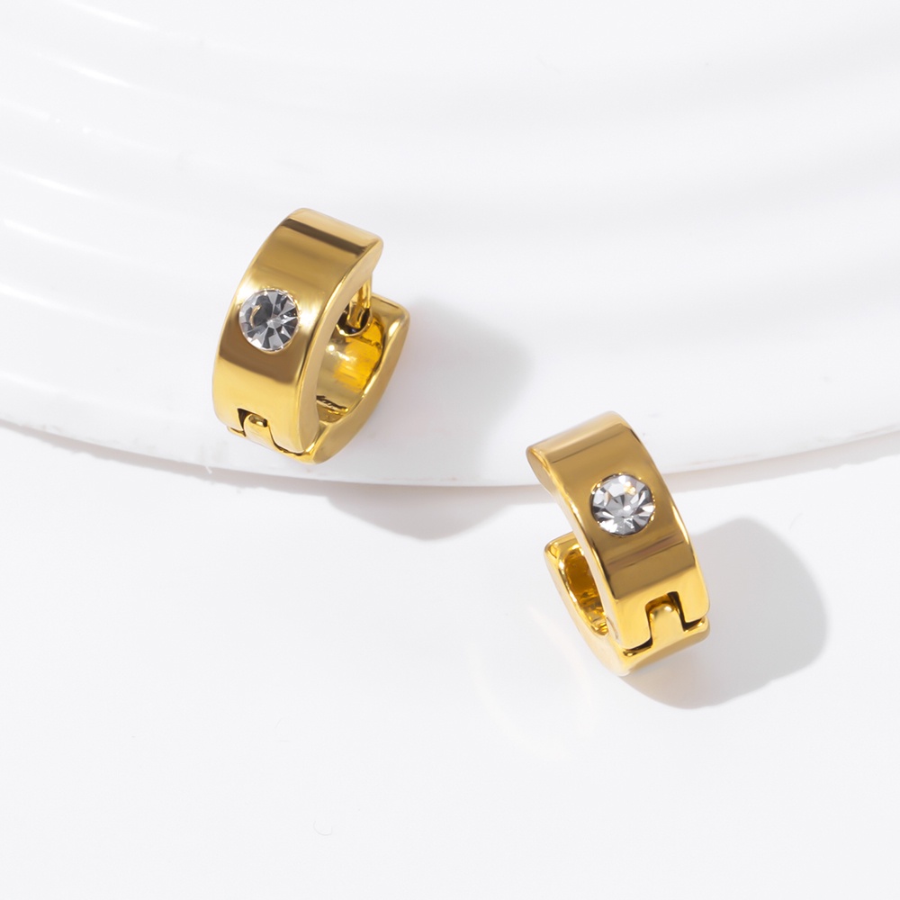 Khuyên Tai Tròn Nhỏ Bằng Thép Không Gỉ Mạ Vàng/Bạc Dễ Thương Cho Nữ