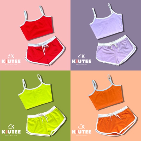 Set áo CROPTOP 2 dây và quần BOOTY SHORT ngắn ôm mông LOVEKIUTEE | BigBuy360 - bigbuy360.vn
