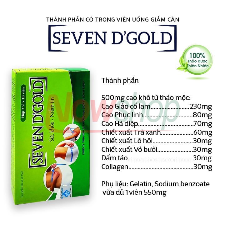 Viên uống giảm cân nhanh tại nhà cho người cơ địa khó Seven D'Gold [Seven Days Gold] giúp giữ dáng và thải mỡ cấp tốc