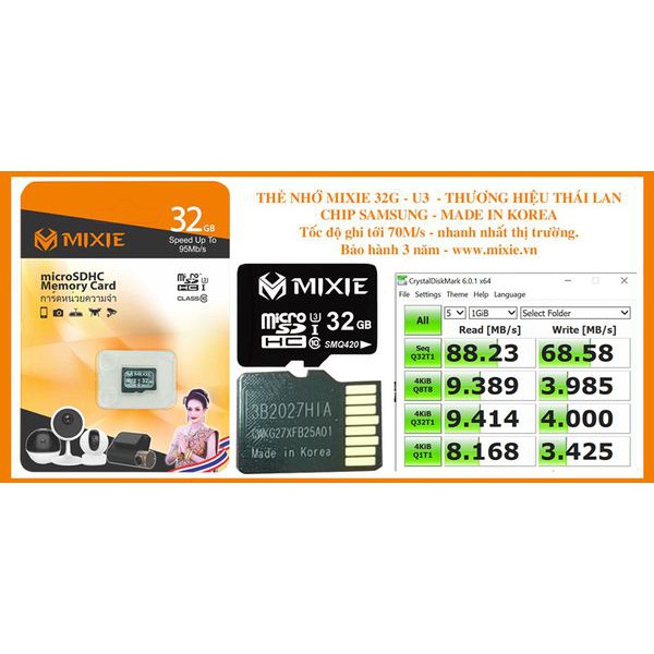 Thẻ nhớ MICRO SD MIXIE 32GB  - Bảo hành 5 năm