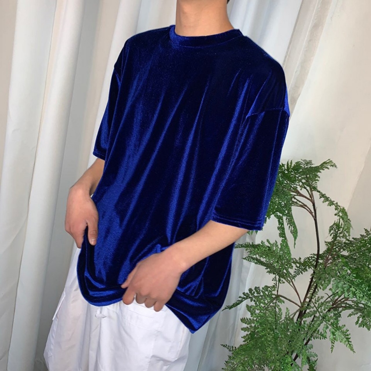 Áo nhung nam nữ form rộng tay lỡ - Xanh Dương | BigBuy360 - bigbuy360.vn