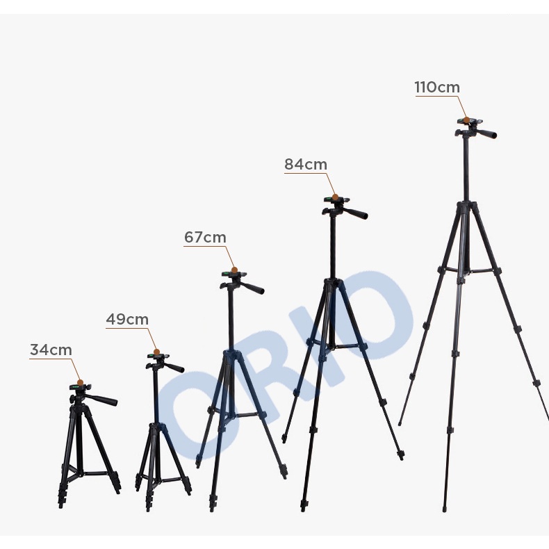 Giá đỡ điện thoại để bàn tripod 3120 ba chân có tay cầm tặng kèm đầu kẹp - ORIO