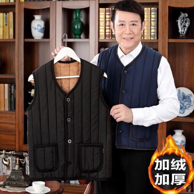 Áo khoác gile lót lông cho bố
