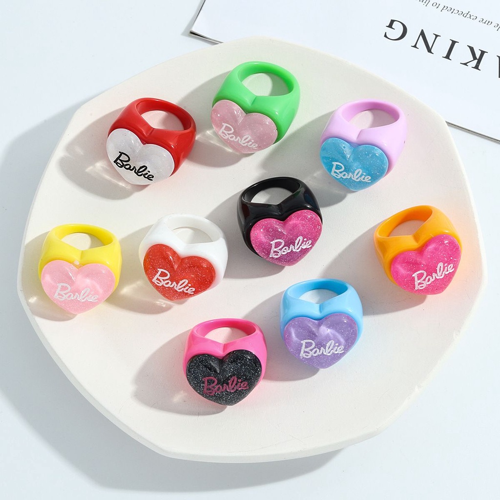 Mxbeauty Nhẫn Đeo Ngón Tay Acrylic Họa Tiết Trái Tim / Chữ Thời Trang Cho Nữ