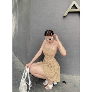 váy hai dây đuôi xoè cột nơ vai