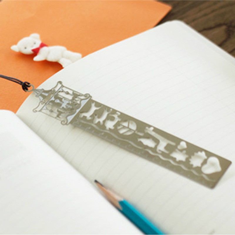 Thước đánh dâu bằng kim loại mỏng nhiều hình dễ thương Ruler Bookmark