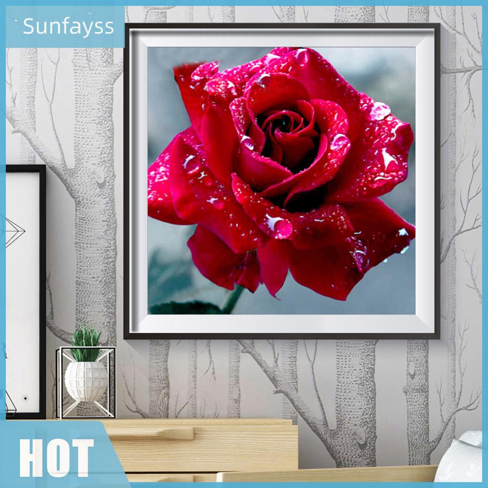 Tranh Thêu Chữ Thập Hình Hoa Hồng Trang Trí Nội Thất