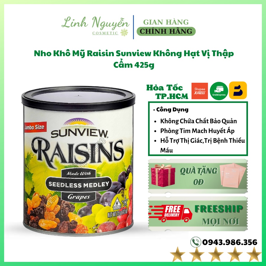 Nho Khô Mỹ Raisin Sunview Không Hạt Vị Thập Cẩm 425g