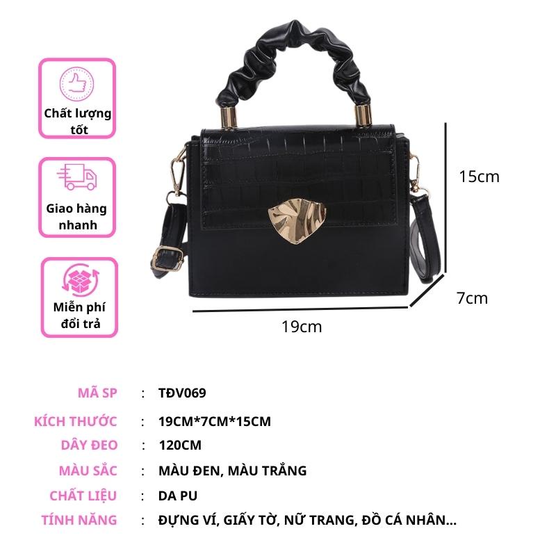 Túi xách đeo chéo đeo vai hình vuông công sở trẻ trung da mềm OLUKA STORE TĐV069