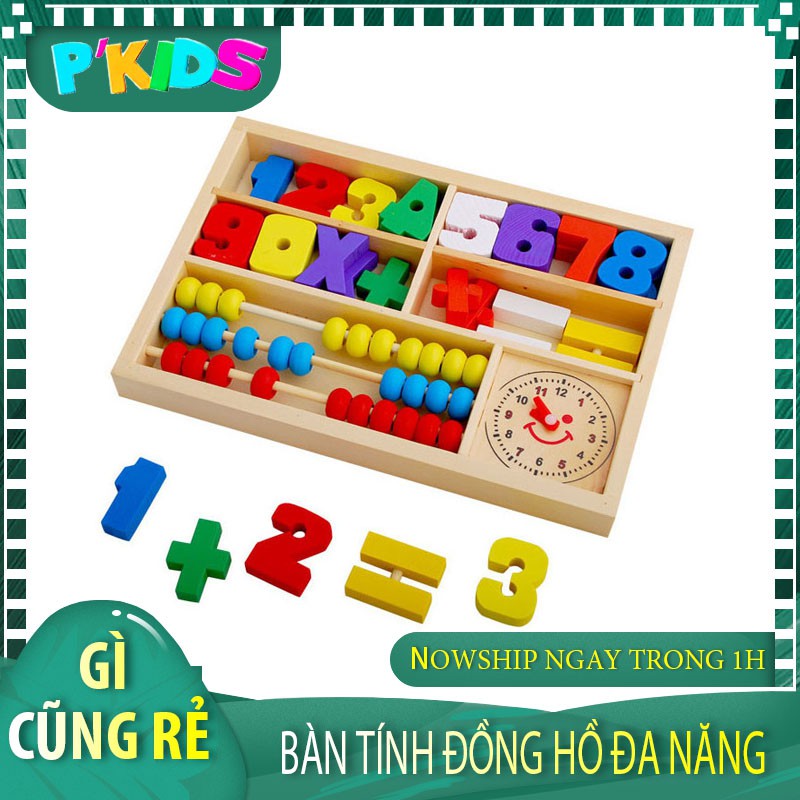 Bảng tính đồng hồ đa năng kết hợp dạy tính toán và cách xem giờ - Đồ chơi thông minh P'KIDS