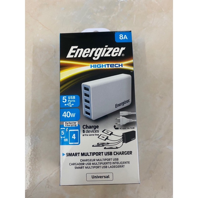 Sạc 5 Cổng Energizer 5V/8A (USA5DEUHWH5)  40W (Bảo Hành 12T)