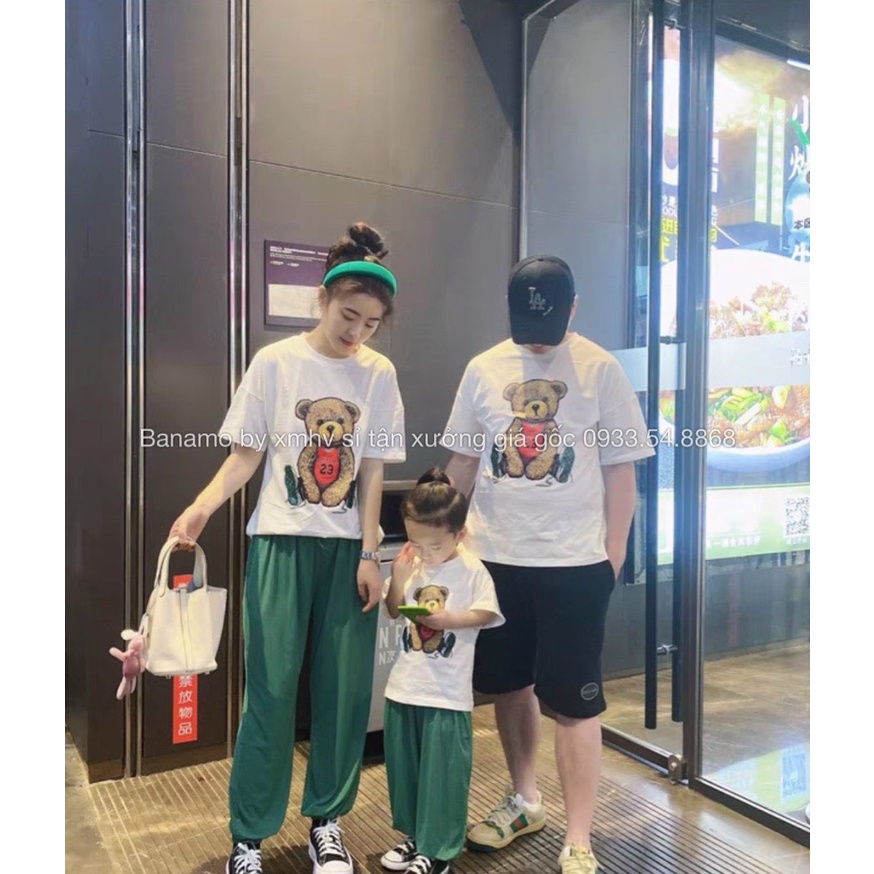 Áo thun đồng phục gia đình áo phông hình gấu xinh xỉu thời trang Banamo Fashion 3115