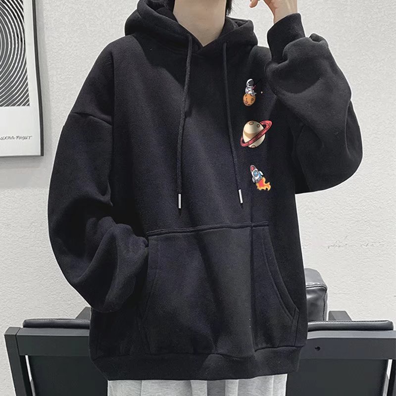 Áo hoodie Mùa Đông Dáng Suông Có Túi Tay Dài In Họa Tiết Phi Hành Gia Thời Trang Thoải Mái Size M-8XL Phong Cách Hàn Quốc Cho Nam