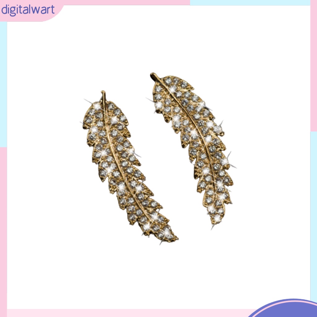 Cặp khuyên tai hình lá đính kim cương giả sang trọng cho nữ