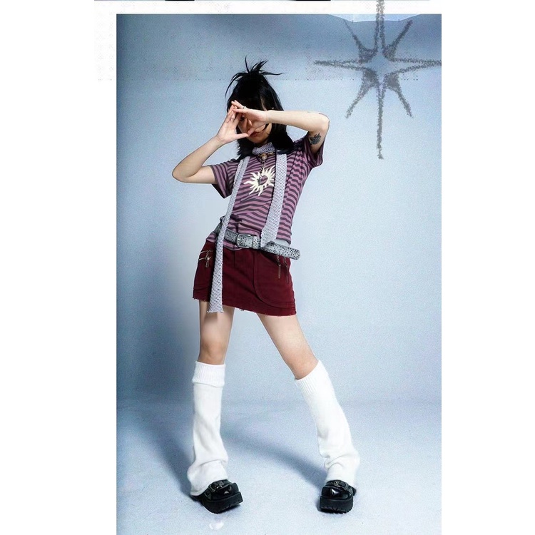 Áo Thun polo Tay Dài Dáng Ôm In Họa Tiết Y2k Millennium grunge Pure Desire Phong Cách Sang Trọng