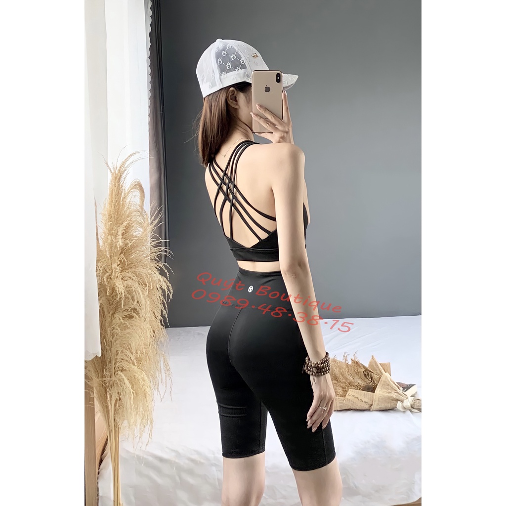 [TẶNG KÈM MÚT] Bộ lửng tập thể thao, gym, yoga, erobic nữ siêu xinh, co giãn 4 chiều, thấm hút mồ hôi tốt D002