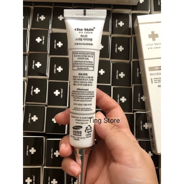 Kem dưỡng mắt hỗ trợ giảm quầng thâm mắt Cha Skin Snail Wrinkle  cấp ẩm làm sáng vùng da mắt TING STORE 40g